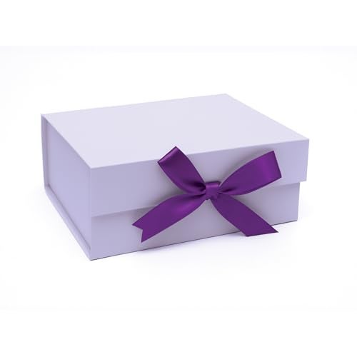 Boxotica Lavender Small Gift Box – Foldable Rigid Hamper with Ribbon & Greeting Card | 23.5×17×10 cm Reusable Keepsake Box for Jewelry, Chocolates, Weddings, Birthdays, Bridesmaid Proposals - Image 1