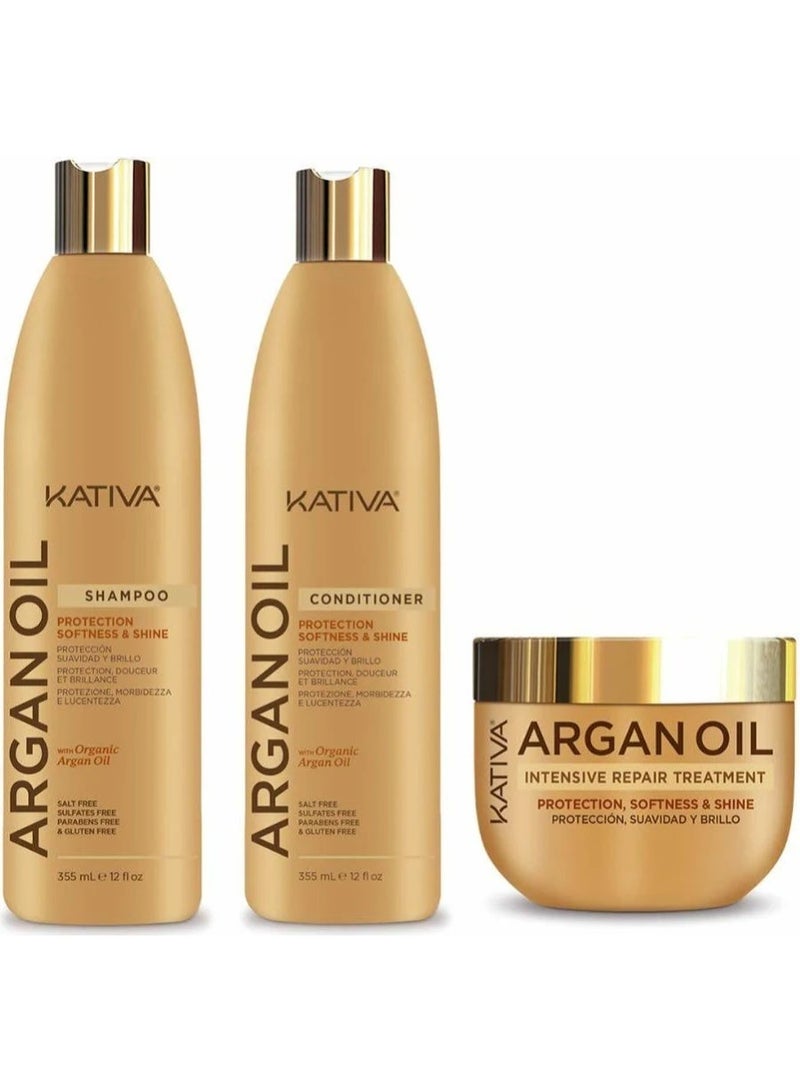 Kativa Argan Oil Protection Softness & Shine Intensive Repair Treatment 300ml - Image 2