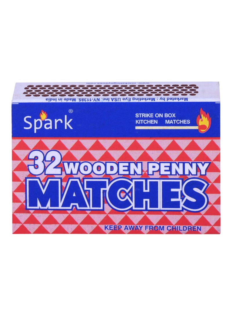 Spark 100 Pack Wooden Penny Safety Matches 32 Count Strike On Box Kitchen Camping Fire Wholesale Lot Bulk 