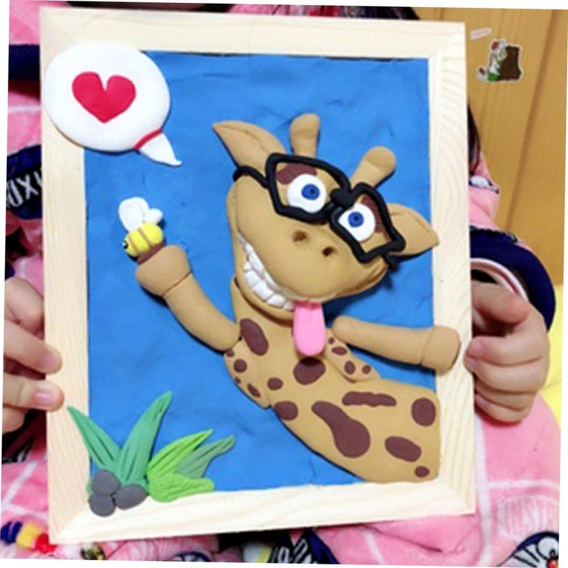إطارات صور طينية DIY مقاس 12×12 سم، إطارات فنية خشبية لأعمال الرسم للأطفال، مجموعة من 5 قطع، خشب صنوبر غير مكتمل لعرض الأعمال الفنية للأطفال - Image 4