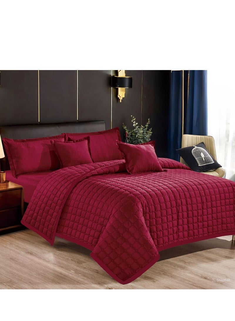 ريد روز مفرش سرير نفرين مضغوط سادة صيفي من المايكروفايبر 6 قطع مقاس اللحاف 250x230 سم
