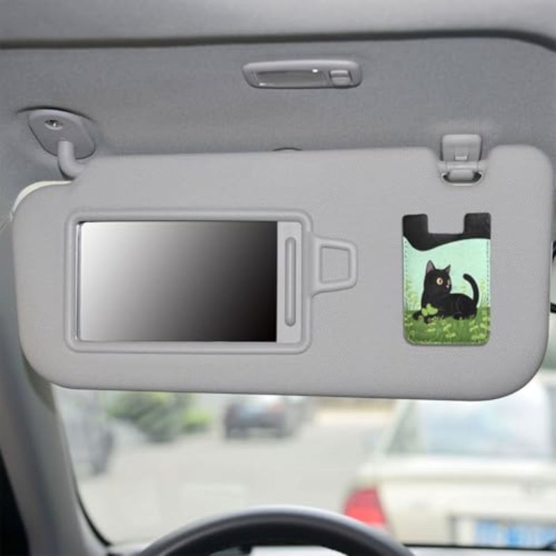 Black Cat In Grass Phone Card Holder Cute Cat Leather Phone Wallet Stick On Adhesive Card Holder - Image 3