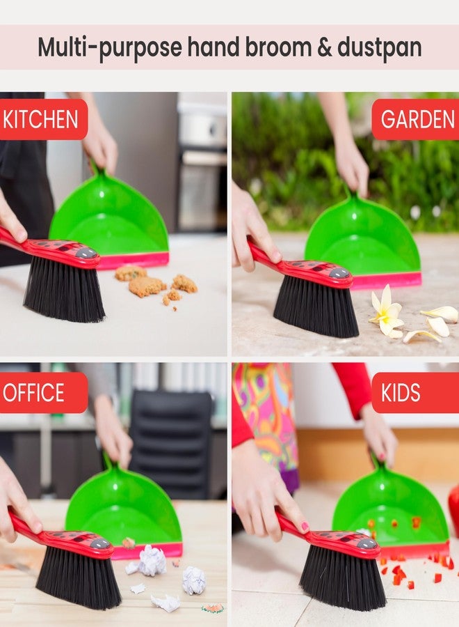 Vigar Ladybug Dust Pan and Brush Handy Set, 12-3/4-Inches, Green, Red, Black - Image 4
