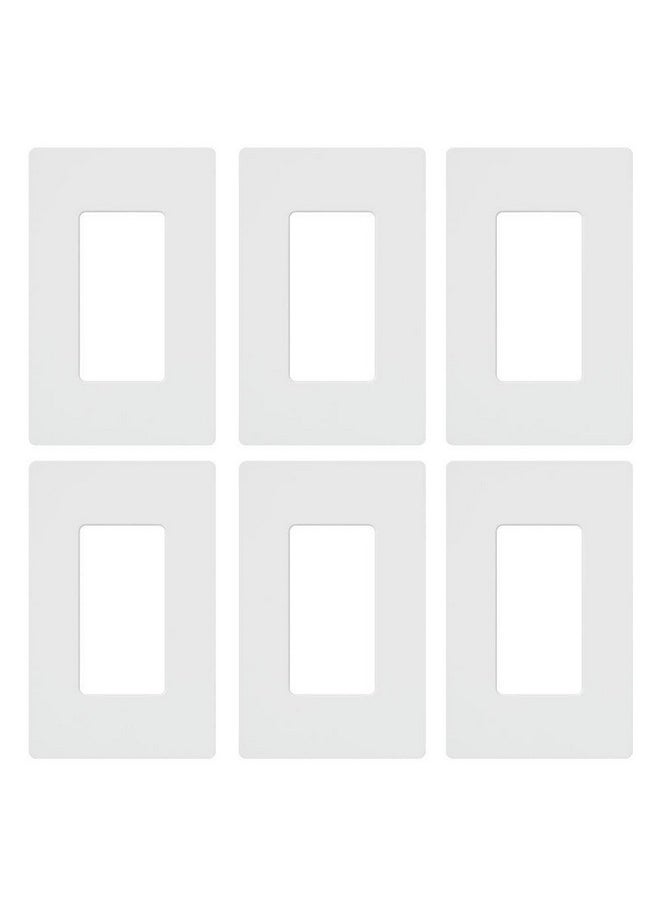 LUTRON Lutron Claro Light Switch Cover Plate, 1 Gang Wallplate, for Decorator Light Switches, Rocker Light Switch Cover, Outlet Cover, Screwless Switch Plate Cover, Gloss, CW-1-WH-6, White, 6 Pack  - Image 1