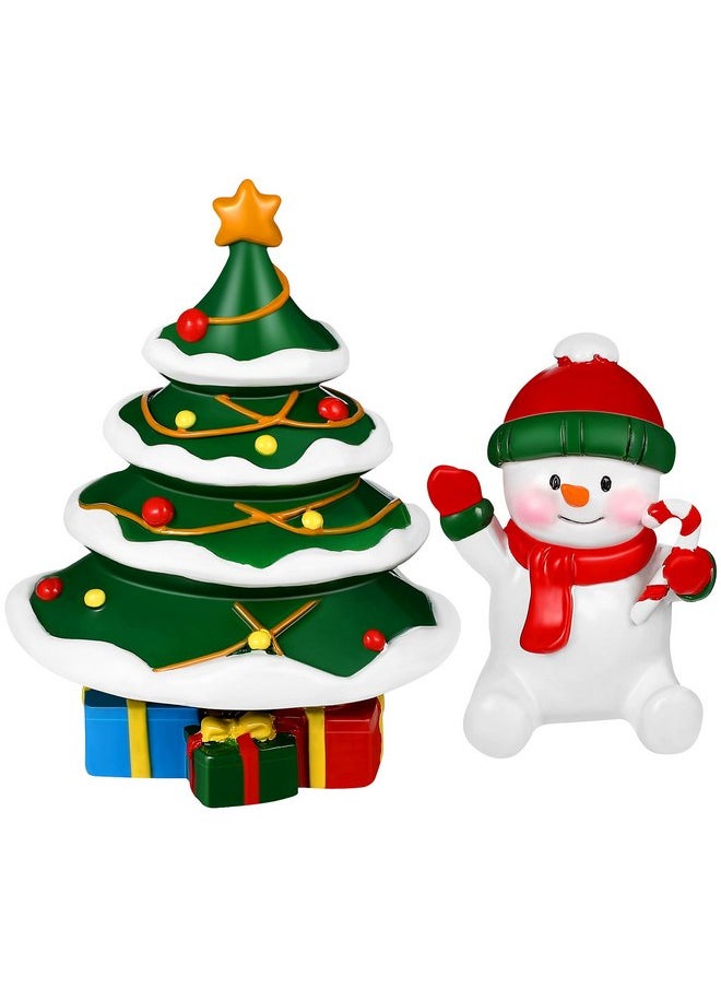 POPETPOP POPETPOP 2 Pcs Christmas Aquarium Decorations - Resin Fish Tank Decoration, Aquarium Snowman Ornament, Micro Landscape Ornaments for Holiday Fish Tank Supplies Table Decor (Christmas Tree, Snowman)  - Image 1