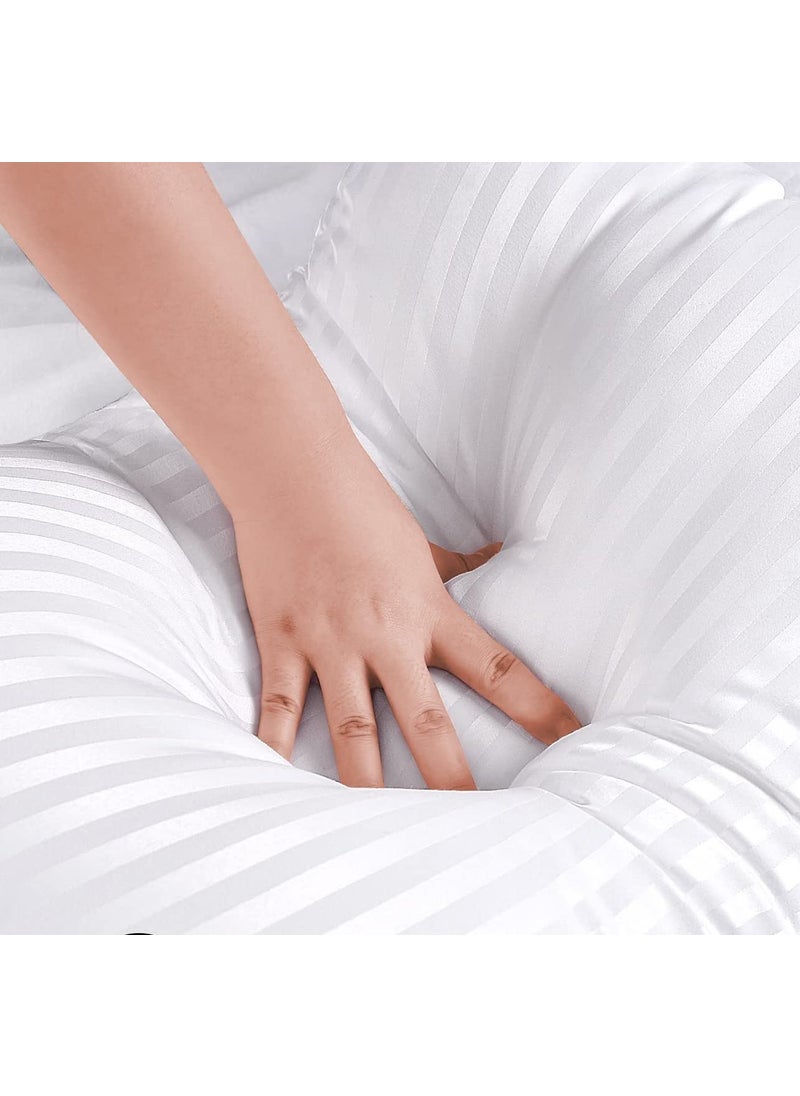 dream FACTORY Dreamfactory Set of 8 12x12 Inch Soft Fluffy CushionThrow Pillow Satin Stripes  - Image 4