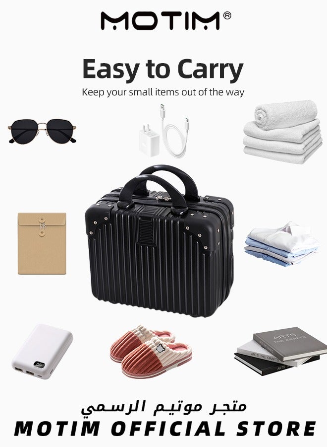 Motim 14 INCH Mini Suitcase Travel Portable Storage Bag Waterproof ABS Hard Shell Carry-On Case with Elastic Strap and Zipper to Hang on Carry-On Luggage  - Image 2