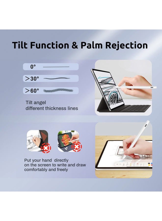 EVACH قلم آيباد A16 مع شحن سريع، حساسية ميل مثالية ودعم رفض راحة اليد لقلم آيباد A16 الجيل 11/10/9/8، أبيض - Image 5