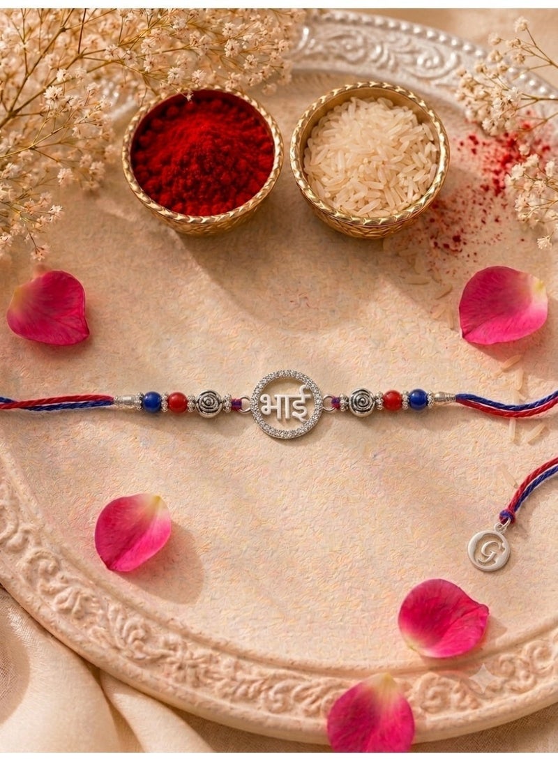 Kannan Jewels Kannan Premium Handcrafted 925 Silver Bhai Design Rakhi- 41 cm - Image 4