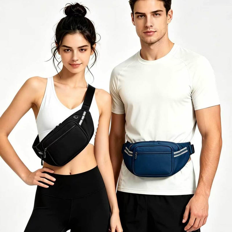 RFID Blocking Waist Pack for Men and Women, 5-Pocket Crossbody Hip Bag with Adjustable Strap - Image 2