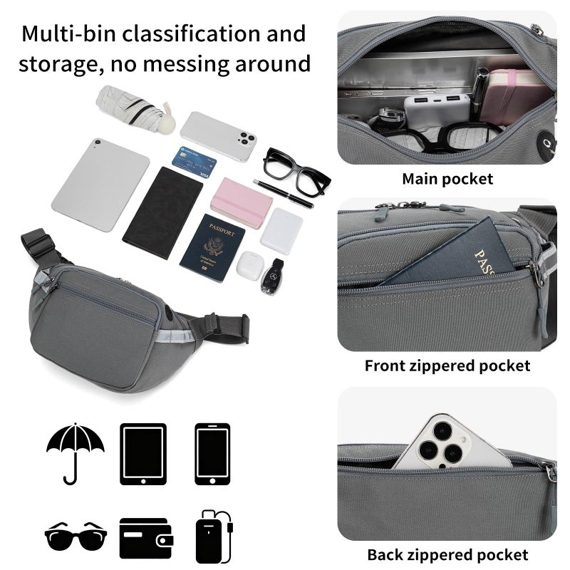 RFID Blocking Waist Pack for Men and Women, 5-Pocket Crossbody Hip Bag with Adjustable Strap - Image 5