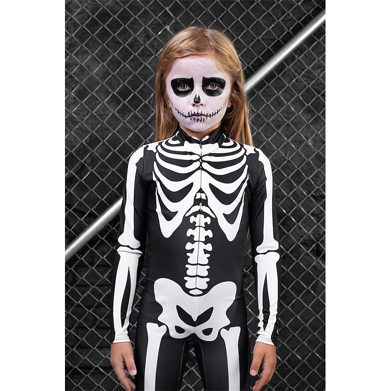 Y&D Skull Skeleton Bodysuit Halloween Group Couples Costumes Full Body Catsuit Scary Costume Men's Women's Boys' Kid's Adults' Performance Party Club Halloween Carnival Day of the Dead Easy - Image 3