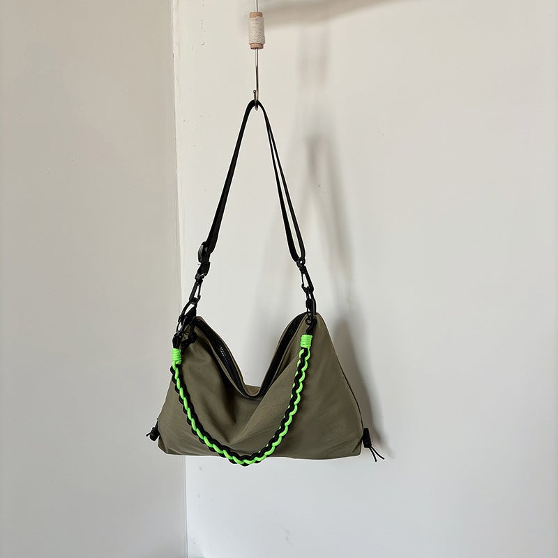 2025 New Canvas Bag Womens Summer High-end Large Capacity Crossbody Bag Fashionable Casual All-match Shoulder Cloth Bag Army Green