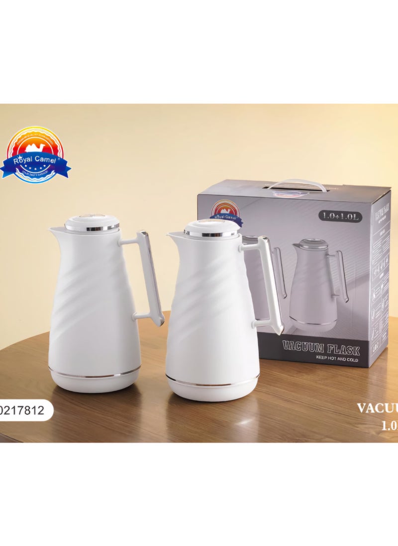 Royal Camel - Royal Camel 2 Piece Thermos Set 1L + 1L White+Silver - Image 1