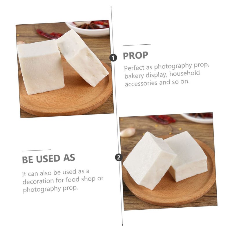 Toyvian 2pcs Realistic Tofu Model Food Prop for Photography Kitchen Decor Learning - Image 5
