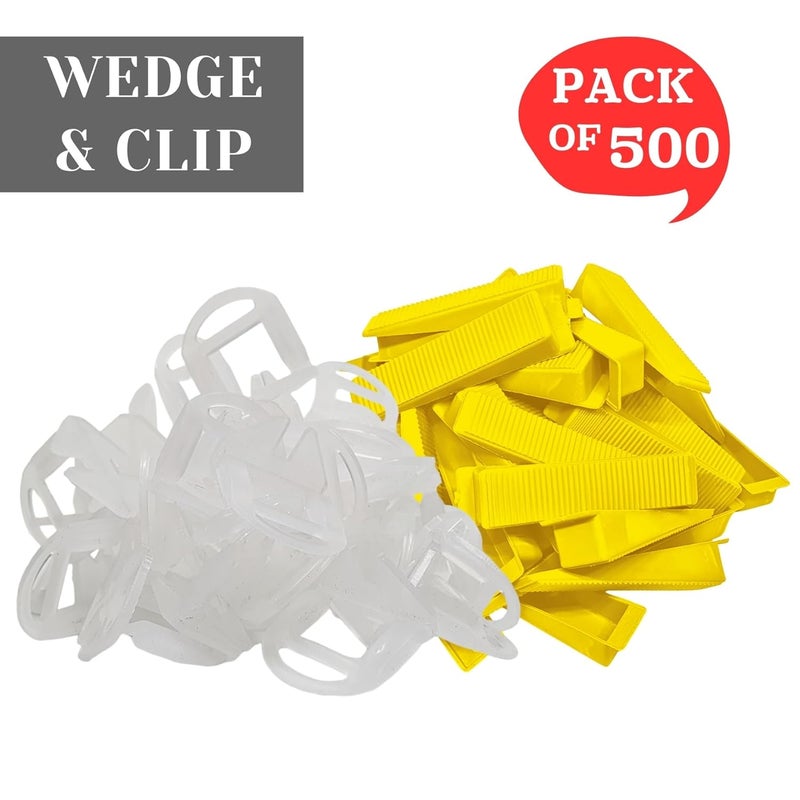 Reyal Reyal Premium Tile Leveling Spacer 1 mm to 5 mm CLIP Pack of 50 Tile Leveler Tile Spacers Leveling System for Wall and Floor 2MM CLIPS AND WEDGE SET 500  - Image 3