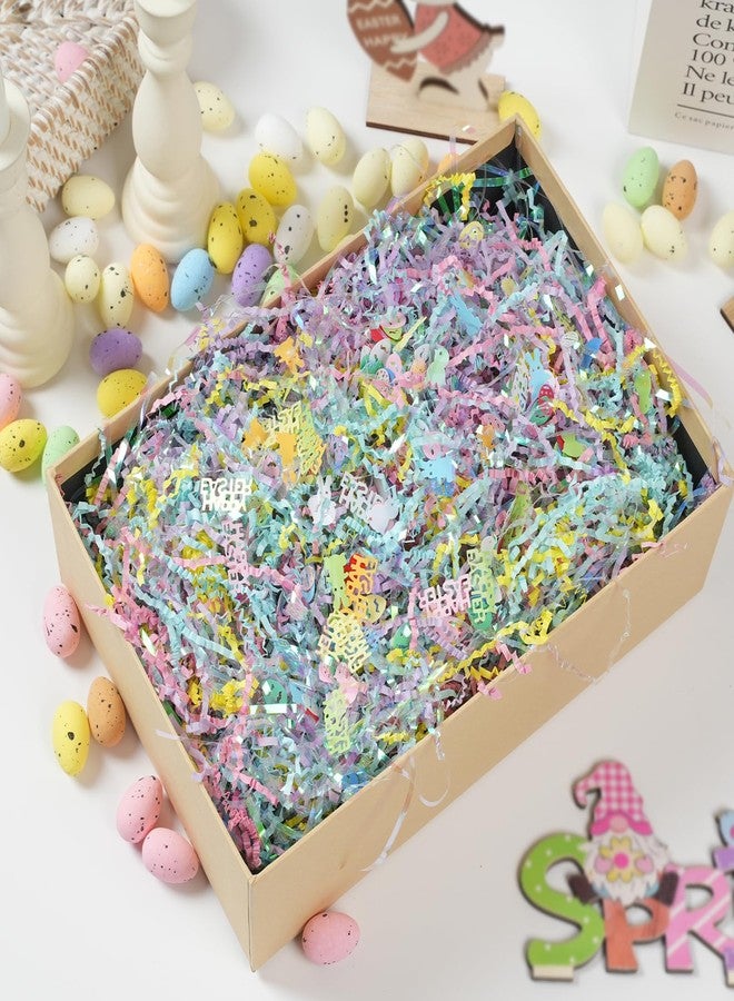 CIPOWM 16oz Easter Grass Crinkle Cut Paper Shred, Iridescent Multicolor Raffia Paper Shred Filler with Easter Confetti Shredded Paper Grass for Gift Wrapping Craft DIY Gift Bag Box Filling Party Supply - Image 5