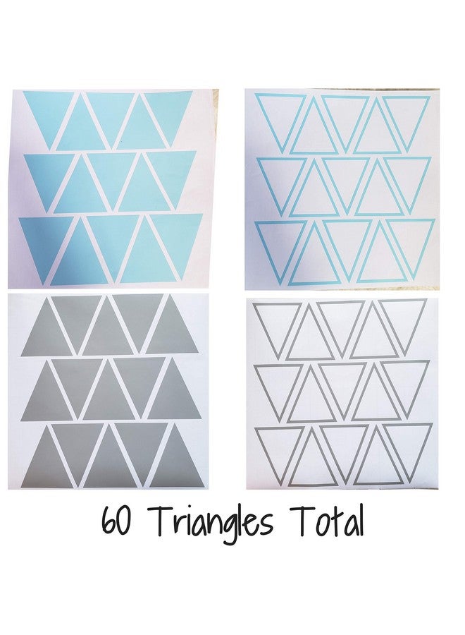 The Boho Design Tribal Triangles Wall Decals Peel and Stick for Kids, Baby Bedroom Nursery and Living Room, Vinyl Wall Stickers Decor (Grey and Light Blue) - Image 3