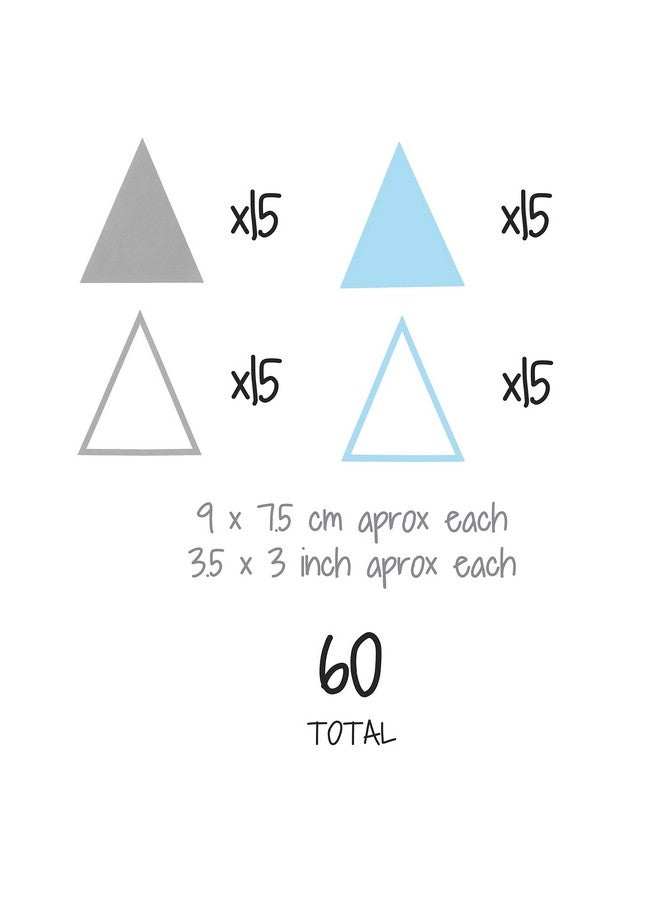The Boho Design Tribal Triangles Wall Decals Peel and Stick for Kids, Baby Bedroom Nursery and Living Room, Vinyl Wall Stickers Decor (Grey and Light Blue) - Image 2