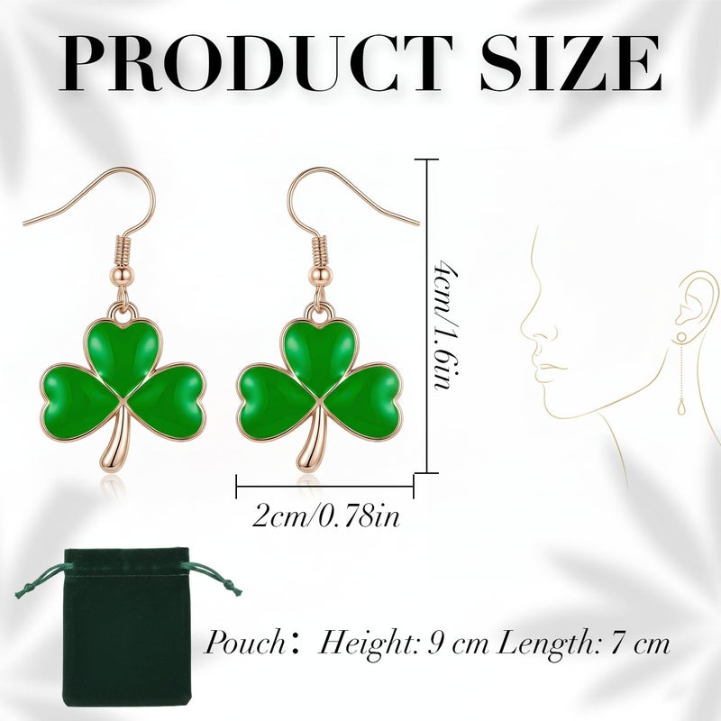 Zeptrix St Patricks Day Earrings for Women,Shamrock Clover Green Earrings Saint Patricks Day Decorations Irish Handmade Lucky Four Leaf Dangle Earring St. Patrick's Day Accessory Holiday Jewelry Gift(Gold) - Image 3