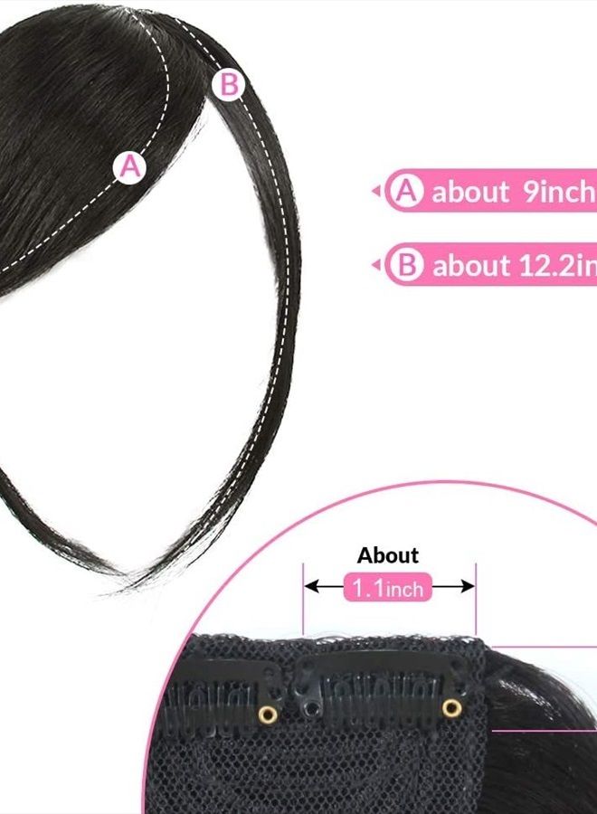 DSOAR Thick Side Bang Clip in Bangs Real Human Hair Bang Natural Clip on Side Bangs Straight Fringe Hair Extensions(Natural Color,with Temples) - Image 2