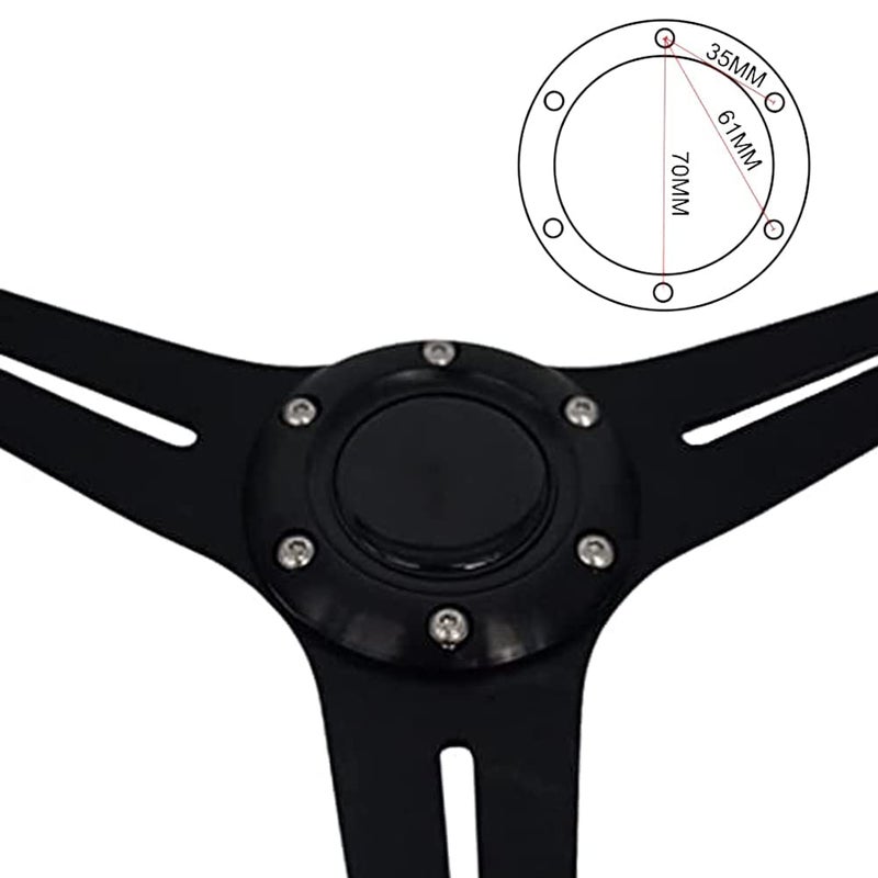 YEHICY 13.8â€ Auto Racing Steering Wheel Flat Drifting 6 Bolts Car Sport Steering Wheel Pu Leather and Aluminum Spokes with Horn Button - Image 4