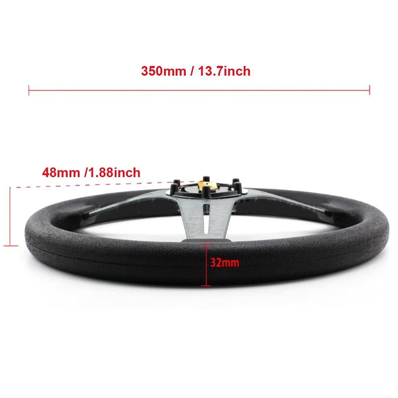 YEHICY 13.8â€ Auto Racing Steering Wheel Flat Drifting 6 Bolts Car Sport Steering Wheel Pu Leather and Aluminum Spokes with Horn Button - Image 3