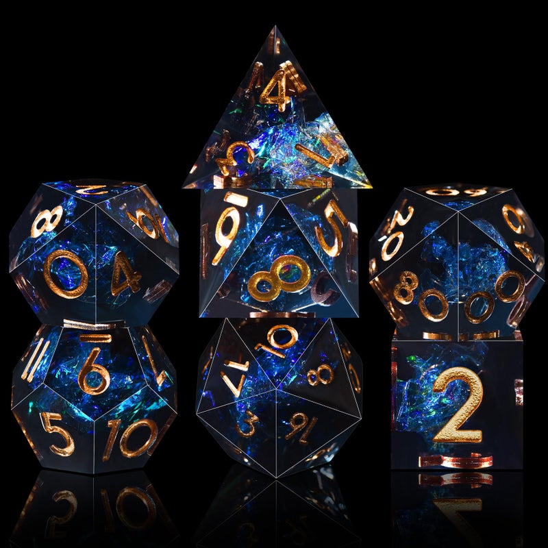 AUSTOR 7-Die DND Dice Set Handmade Sharp Edge Polyhedral Dice for Dungeons and Dragons RPG MTG Table Gamesï¼ˆDark Starï¼‰ - Image 2