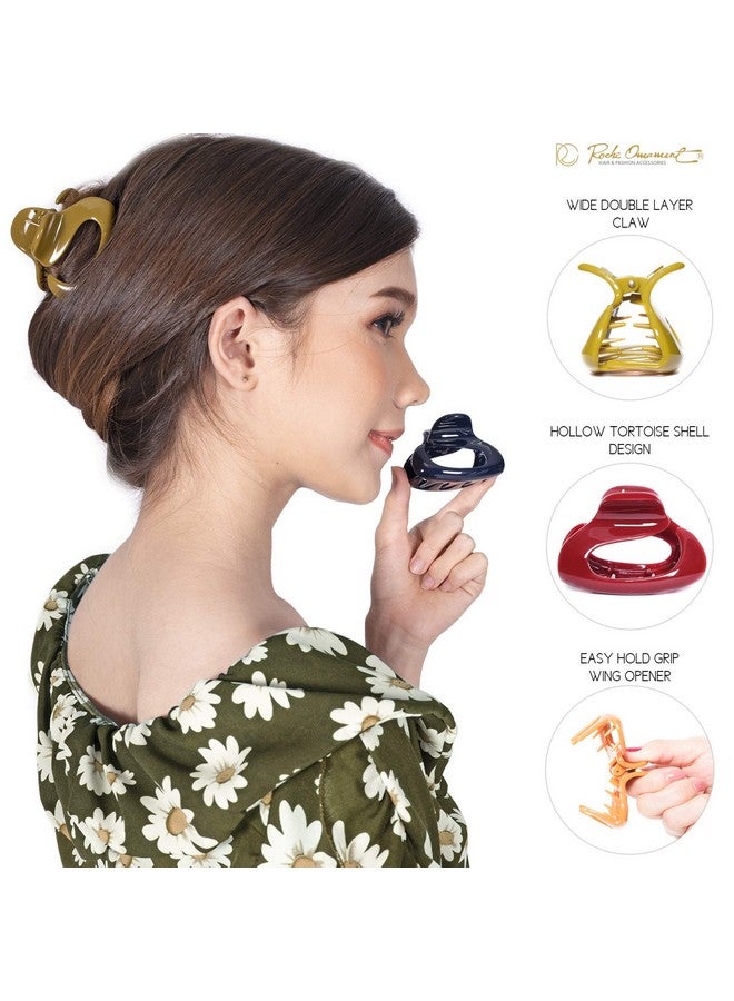 RC ROCHE ORNAMENT 6 Pcs Womens Firm Interlocking Claw Beautiful Tousled Half Up Bun Maker Girls Beauty Accessory Cute Styling French Tortoise Shell Plastic Hair Clips Medium Classic Multicolor - Image 3