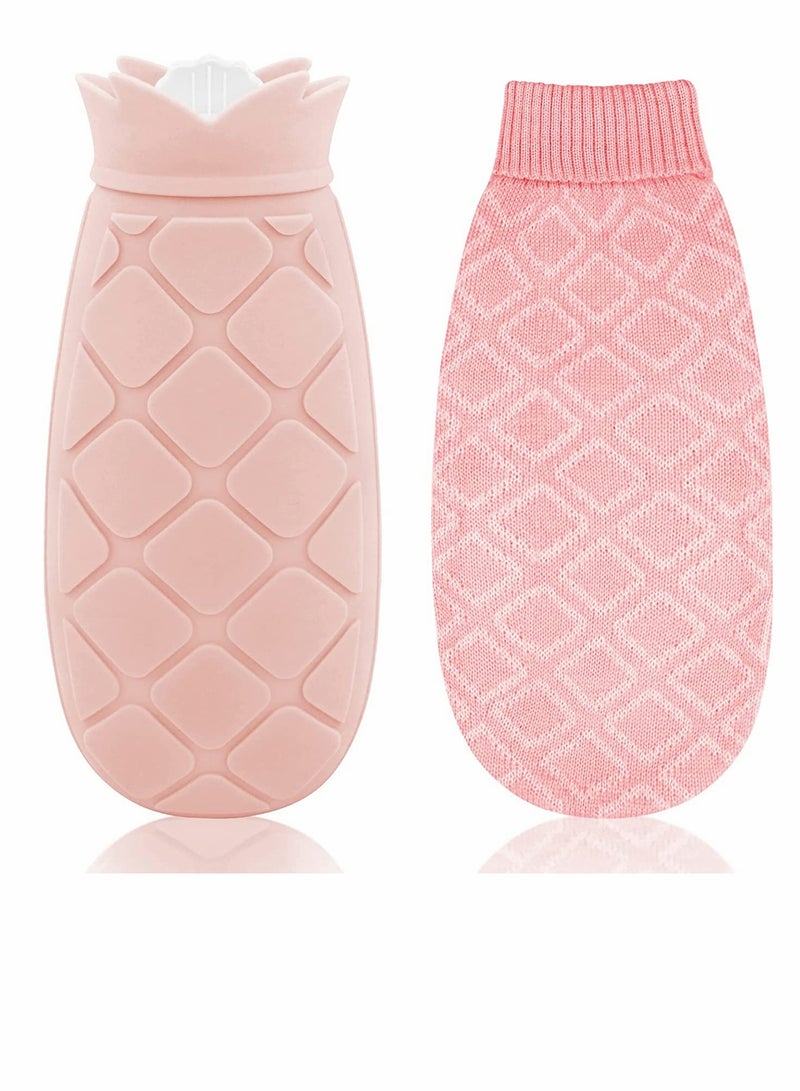 SYOSI Hot Water Bottle Bag with Knit Cover for Microwave Heating Silicone, Hot  Cold Therapies Back Pain   Gift for g ir lf rie n d, Mather, Valen tine's Day, Gift Exchange Party Pink   Long2 - Image 1