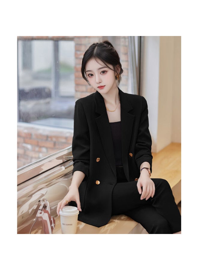 Teluoman Black Suit Set Women Spring And Autumn Professional Formal Casual Loose Commuting Ol Suit Jacket Workwear - Image 5