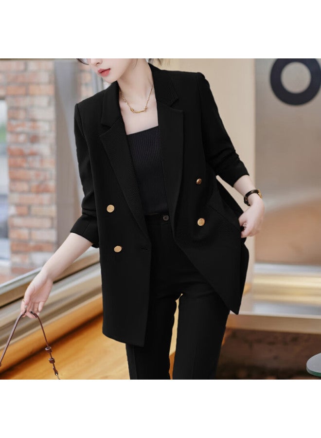 Teluoman Black Suit Set Women Spring And Autumn Professional Formal Casual Loose Commuting Ol Suit Jacket Workwear - Image 4
