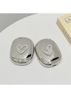 Pearl Love Bow For Airpods Max Protective Set For Apple Head-Mounted Ear Cap Earmuffs Earphone Case-Color:Electroplated Silver + Three-dimensional Pearl Heart-Applicable Models:Airpods Max