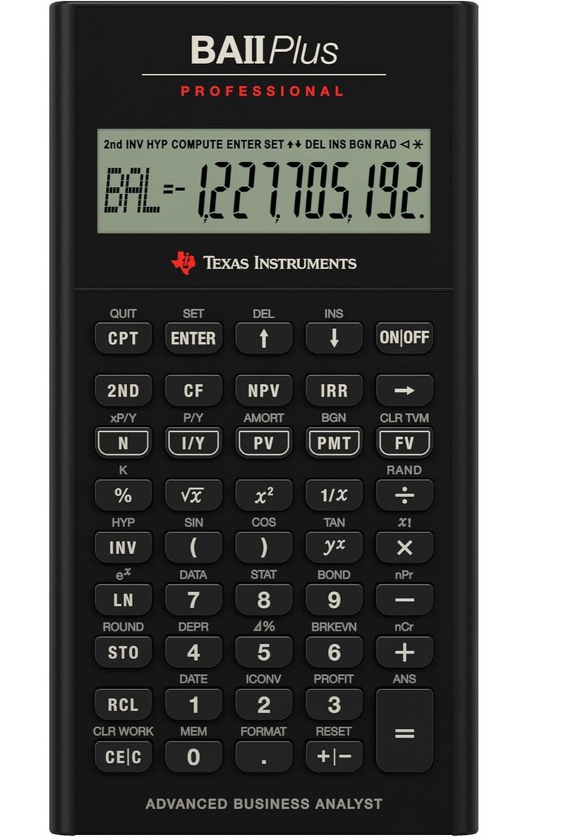 TEXAS INSTRUMENTS آلة حاسبة مالية احترافية من تكساس إنسترومنتس BA II Plus - Image 1
