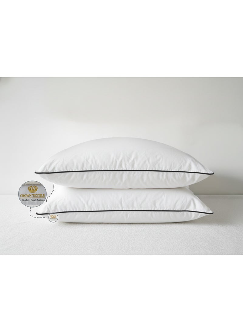(2 pieces) Microfiber fabric with a striped border in attractive colors - 1000 grams microfiber, hotel pillow