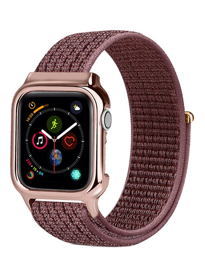 NIBEMINENT Fashion Nylon Watch Strap with Frame For Apple Series 4 44millimeter Pink - Image 1