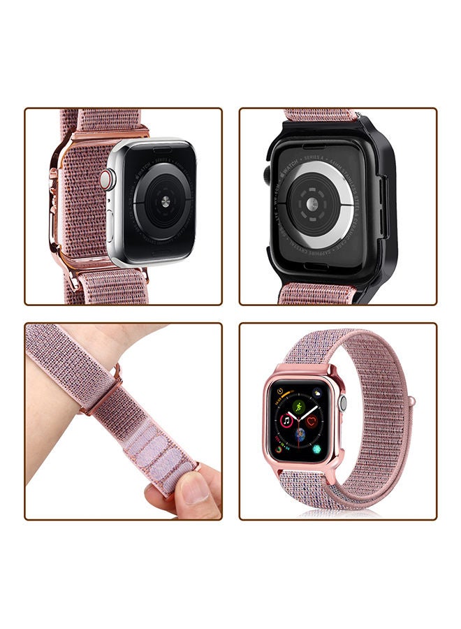 NIBEMINENT Fashion Nylon Watch Strap with Frame For Apple Series 4 44millimeter Pink - Image 2