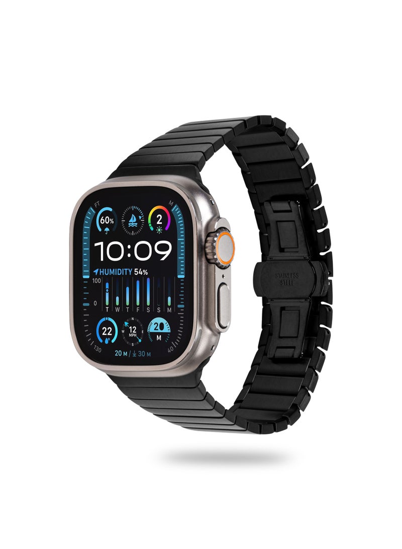 YNOT Apple Watch Band 44mm, 42mm, 45mm, and 49mm Stainless Steel - Black - Image 1