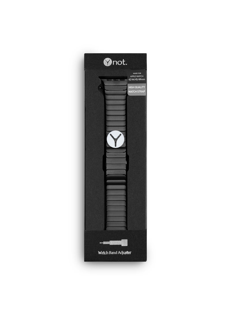 YNOT Apple Watch Band 44mm, 42mm, 45mm, and 49mm Stainless Steel - Black - Image 2