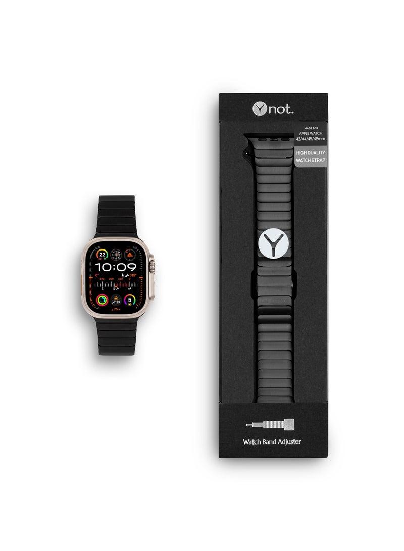 YNOT Apple Watch Band 44mm, 42mm, 45mm, and 49mm Stainless Steel - Black - Image 3