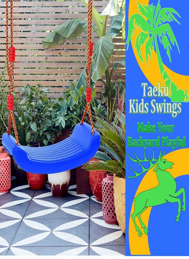Taeku Swings for Kids, Plastic Swing Seat with Rope Kids Tree Swing Set Accessories Adjustable Rope for Outdoor Indoor Playground (Blue) - Image 5