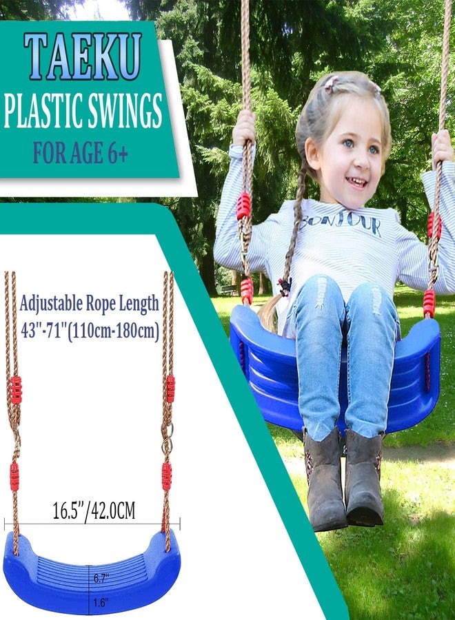 Taeku Swings for Kids, Plastic Swing Seat with Rope Kids Tree Swing Set Accessories Adjustable Rope for Outdoor Indoor Playground (Blue) - Image 2