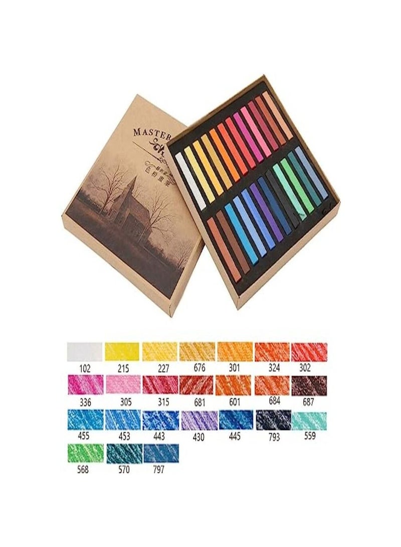 مجموعة الباستيل الناعمة ، مجموعة ألوان الباستيل المربعة للفنانين ، غير سامة ، صندوق 24 - Image 1