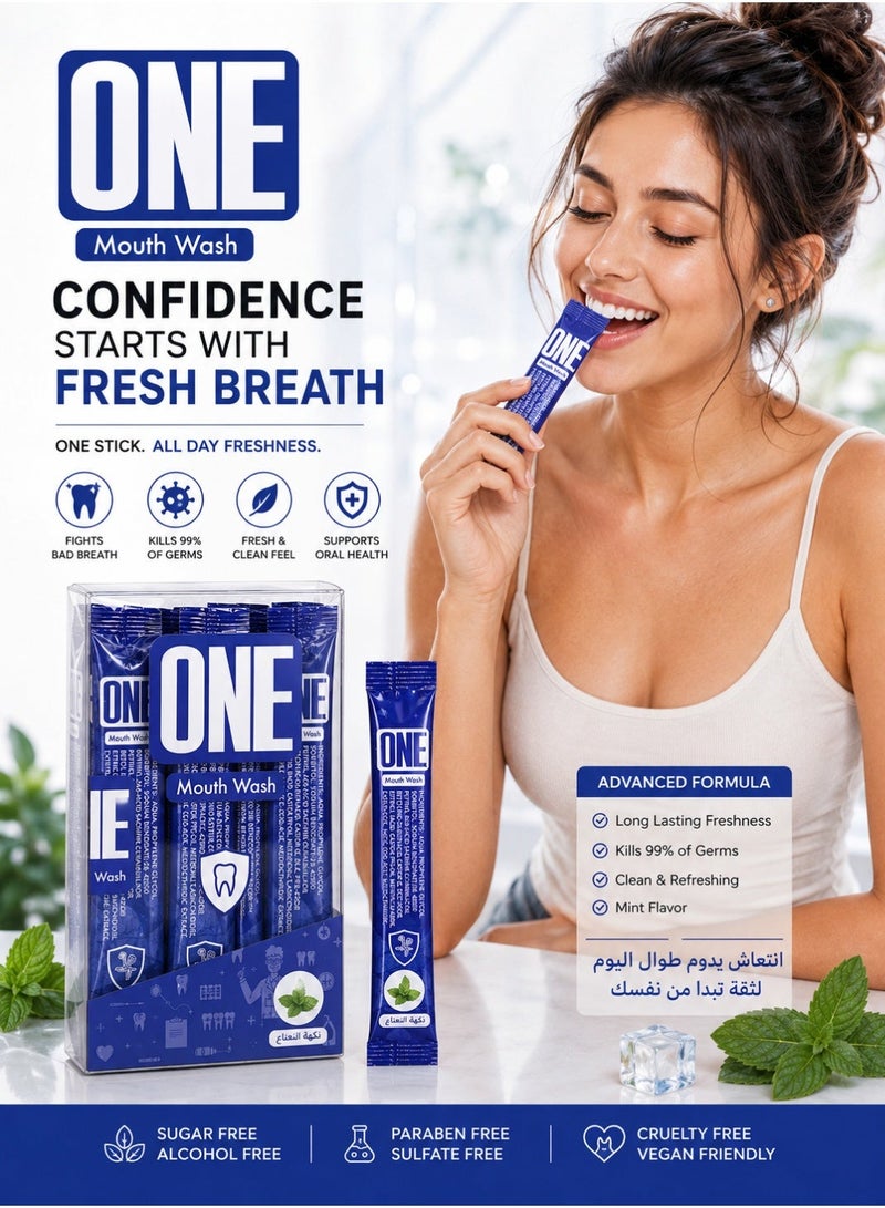 One Mouthwash Strips, Mint Flavor, 20 x 12 ml - Image 2