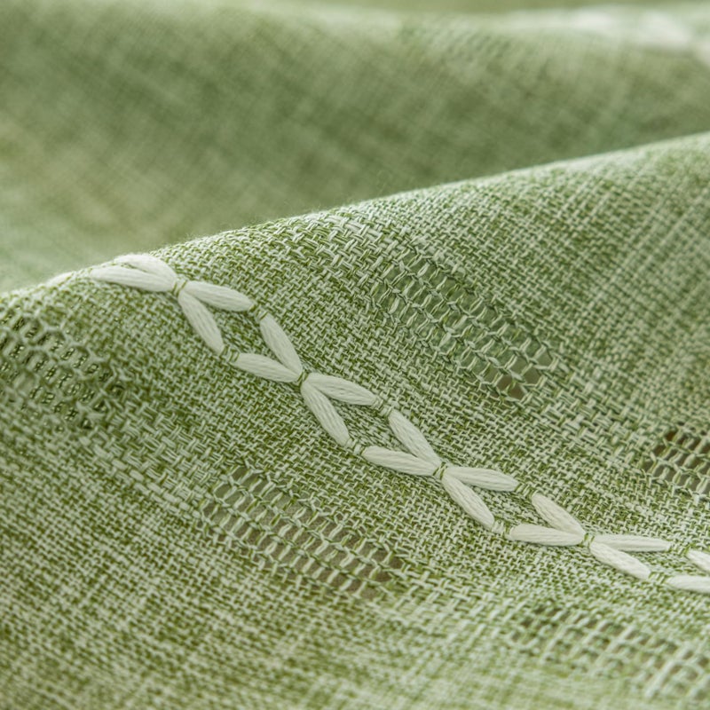 Deeprove Sage Green Boho Curtain 84 inches Length for Living Room Bedroom Nursery Doorway, Sheer Bohemian 84 inches Long Stripe Embroidery Privacy Window Fringe Christmas Decor W52 x L84, 1 Panel - Image 3