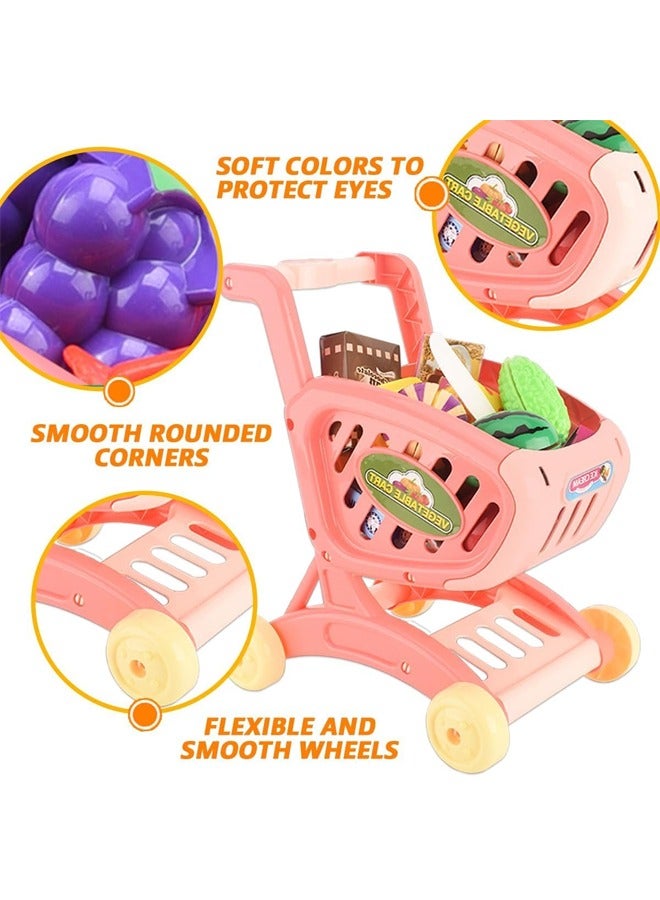 Shopping Cart Toy,Kids Shopping Cart Kitchen Toy, Suprmarket Shopping Cart for Kids ,Pretend Play Trolley Toy for Toddlers Ages 2 3 4+,Grocery Shopping Cart with Wheels Easy Assembly Child-Safe and Durable Ages 2+  - Image 5