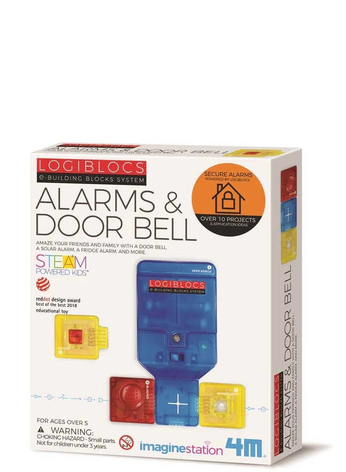 4M Logiblocs Alarms & Door Bell – Educational Electronics Kit with Modular Blocks to Build Working Alarms, Buzzers, and Doorbells – Fun STEM Activity for Kids to Learn Circuits and Coding | 00-06807 - Image 1