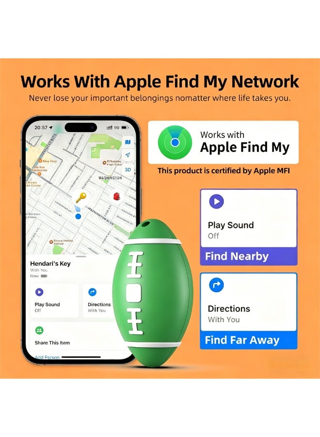 جهاز تتبع AirTag من IOS GPS للعثور على مفتاحي، جهاز تتبع ذكي بتصميم كرة الرجبي، لا يتطلب شريحة SIM أو اشتراك، علامات ذكية للمفاتيح والحيوانات الأليفة والأطفال والأمتعة والمحافظ، متوفر لنظام iOS فقط - Image 3
