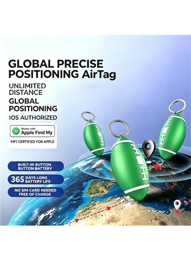 جهاز تتبع AirTag من IOS GPS للعثور على مفتاحي، جهاز تتبع ذكي بتصميم كرة الرجبي، لا يتطلب شريحة SIM أو اشتراك، علامات ذكية للمفاتيح والحيوانات الأليفة والأطفال والأمتعة والمحافظ، متوفر لنظام iOS فقط - Image 1