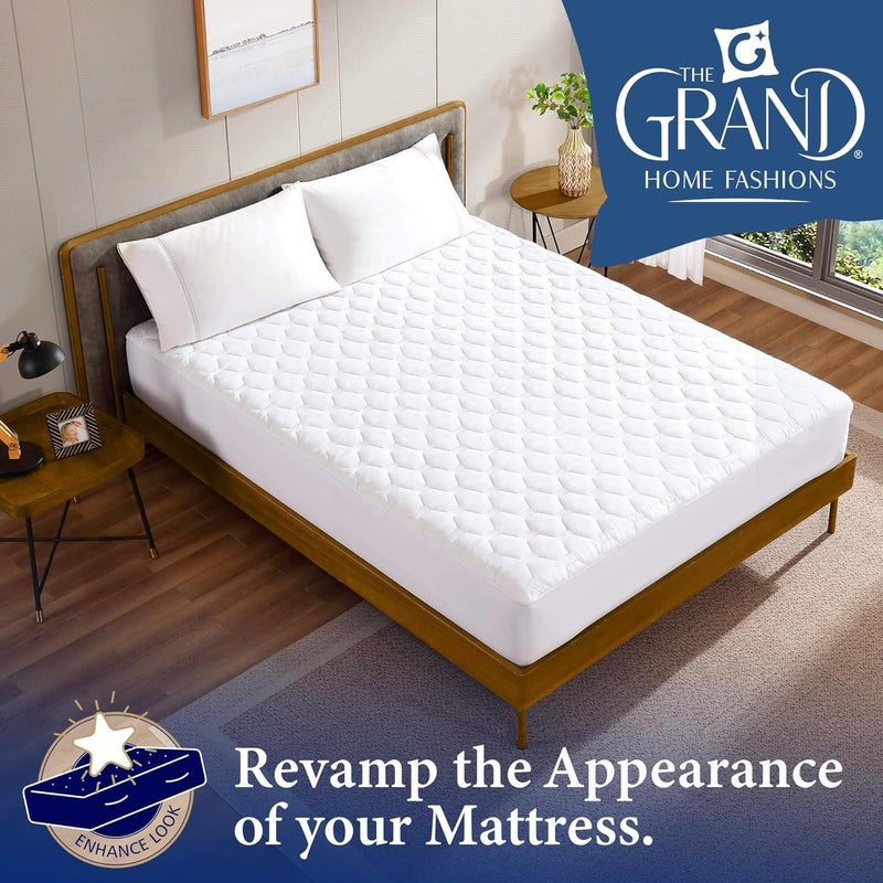 THE GRAND Queen Mattress Pad Protector - Soft, Comfortable, Hypoallergenic Cover with Deep Pockets - Image 4